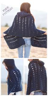 Ribbon poncho knits up very quickly on big needles and a lacy openwork pattern stitch. Knit Adak Hooded Wrap Free Knitting Pattern Knitting Pattern