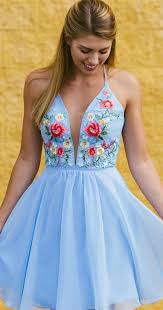 Simple Hoco Dresses Sky Blue Homecoming Dresses Short Prom Dress Cheap Homecoming Dresses Em Floral Homecoming Dresses 2 Piece Homecoming Dresses Hoco Dresses