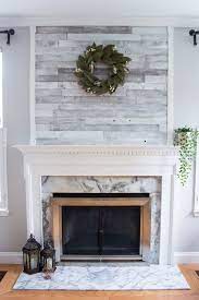 I was in love with it. Whitewash Barn Wood 3 Wide Planks Home Fireplace Fireplace Remodel Diy Fireplace Makeover