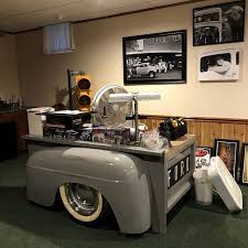 Desk Office Desk Truck Bed Mancave Decor Garage Furniture Office Car Art In 2021 Garage Furniture Man Cave Decor Man Cave Furniture