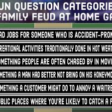 Name a good place to go when you want to cry, hits a little too close to home. Family Feud Quiz Free Questions And Answers Hobbylark