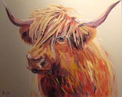 Highland Cow Acrylic 50 X 40 Canvas Background Colour Soft Truffle Www Bretthudsonart Com Highland Cow Painting Cow Art Cow Canvas