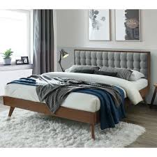 Additional features include wrap around solid bamboo side rails and footboard with modern angled legs. Dg Casa Soloman Mid Century Modern Tufted Upholstered Platform Bed Frame King Size In Grey Fabric Walmart Com Walmart Com