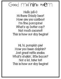 Good Morning Poem Good Morning Poems Kindergarten Poems Preschool Songs