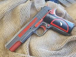 In the wake of deadpool's popularity, gun company whiskey tango foxtrot recently unveiled their ode to the whiskey tango foxtrot chose a colt 1911 and finished it as is befitting, well, deadpool. Aw Deadpool Themed 1911 With Typical Leicestershire Airsoft Quenibourough Facebook