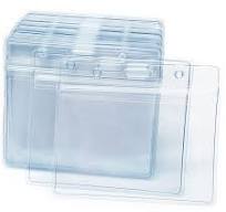 Name Tag Id Card Holders 100-Pack Clear Plastic ID Badge Holders -  Horizontal 3.9x3.3" Waterproof Name Tag Sleeves Lanyards With Id Holder