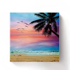 Paintings of palm trees on the beach