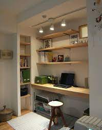 See more ideas about home office, home, office inspiration. Summer Style Home Office In A Closet Modern Contemporary Home Office With Open Shelves And Goo Home Office Decor Small Home Office Contemporary Home Office