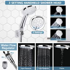Check spelling or type a new query. 8 Inch High Pressure Shower Head Stainless Steel Rainfall 3 Settings Handheld Shower Head Combo With 60 Hose Chrome Finish With Strong Suction Holder Flow Regulator 4 Shower Hooks Bathroom Accessories Showerheads Femsa Com