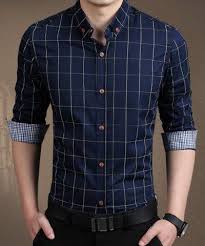 Stylish Shirt Collar Color Block Checked Splicing Slimming Long Sleeve Cotton Blend Button Down Shirt For Men Mens Shirt Dress Slim Fit Mens Shirts Striped Shirt Men