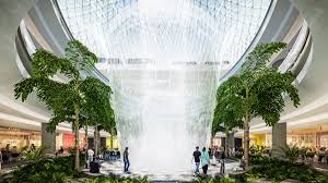 The world's largest indoor waterfall is currently being built in singapore's new jewel changi airport extension, designed by safdie architects. How To Fit The World S Biggest Indoor Waterfall In An Airport Wired