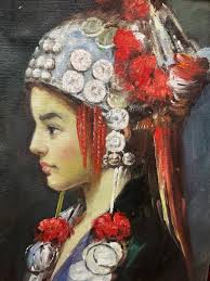 Stunning Antique 15 X 13 X 1” Thick Hand Painted Nepalese Pictures of a  Young Man