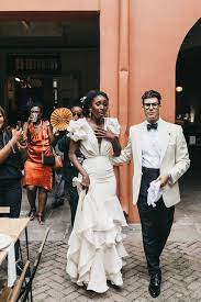 Secondhand Wedding Dress And Vintage Tuxedo Jacket For A Fun New Orleans Wedding With Brass Band Procession Vintage Tuxedo Dream Wedding New Orleans Wedding