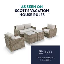 As Seen On Scott S Vacation House Rules Toja Patio Sofa Set Patio Sofa Set Furniture Sofa Set