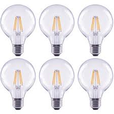 Ecosmart Part Fg 04046 Ecosmart 60 Watt Equivalent G25 Globe Dimmable Clear Glass Filament Vintage Led Light Bulb In Soft White 6 Pack Led Light Bulbs Home Depot Pro