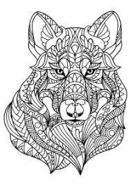 Grand loup coloriages d animaux 100 mandalas zen anti. Tete De Loup Coloriages Difficiles Pour Adultes