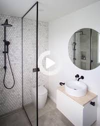 Penny Tile Feature Wall In 2020 Small Shower Room Modern Small Bathrooms Small Bathroom Renovations