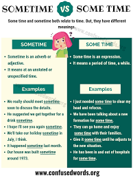 What does it mean when a woman says 'hope to see you soon'? Sometime Vs Some Time How To Use Some Time Or Sometime In English Confused Words Learn English Learn English Words Learn English Vocabulary
