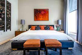 If you combine a muted and slightly discolored orange just with clean whites or completely neutral greys, the orange will look dirty by comparison. Orange Bedroom Ideas