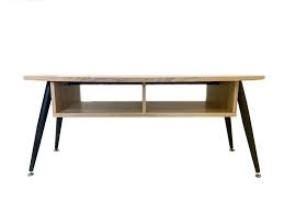 Very beautiful as a table set. Oak Effect Mid Century Modern Industrial Coffee Table W Black Metal Le Snugathome