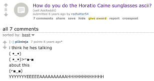 *csi team find kenny from south park dead* i can only get up when horatio makes a pun and takes off his glasses, and by then. Horatio Caine Sunglasses Ascii