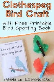 Printable Bird Crafts For Kids Clothespeg Bird Craft For Kids With Free Printable Taming Little Monsters In 2020 Craft Activities For Kids Bird Crafts Animal Crafts For Kids