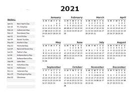 2021 Calendar With Holidays Calendar 2021 In 2020 Holiday Calendar 2021 Calendar Holiday Calendar Printable