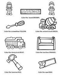 Get easy coloring and beginners printables, too! Construction Tools Vehicles Coloring Page Following Directions
