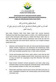 Pejabat mufti negeri sabah is on facebook. 1sabah Kebenaran Solat Jumaat Dan Solat Lima Waktu Facebook