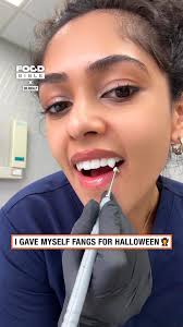 I gave myself fangs 😅🧛 #dentist #halloween