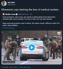 Cops Slashing Tires 2020 George Floyd Protests Know Your Meme