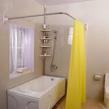 L Shaped Shower Curtain Rod Suction Cups Corner Bath Curtain Rail Bar Expandable 40 15 X 46 46 Shower Curtain Rods Corner Shower Corner Shower Curtain Rod