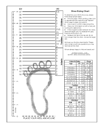 Childrens Printable Shoe Size Chart Toddler Shoe Size