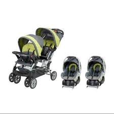 Baby Trend Double Sit N Stand Twin Stroller Travel System With 2 Infant Car Seats Yellow Baby Car Seats Tandem Stroller Twin Strollers