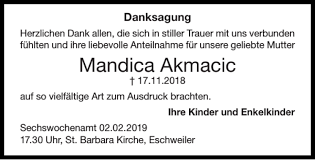 The name mandica is an croatian baby name. Traueranzeigen Von Mandica Akmacic Aachen Gedenkt