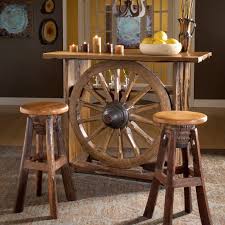Rustic Pub Table Styles Rustic Bar Tables Bistro Tables Log Pub Tables And Stools Western Home Decor Wagon Wheel Decor Western Decor
