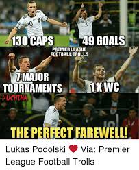 Germany just reached the semi finals of the euros and you just got lukas podolski over here on snapchat posting about how excited he is for the. 130 Caps 49 Goals Premier League Football Trolls Major Tournaments 1xwc Hauchtha The Perfect Farewell Lukas Podolski Via Premier League Football Trolls Meme On Esmemes Com