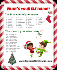 whats your elf name a fun christmas activity for children