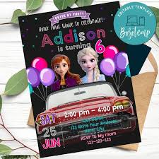 Customized frozen birthday party invite digital file. Frozen Drive By Birthday Parade Invitation Printable Diy Bobotemp