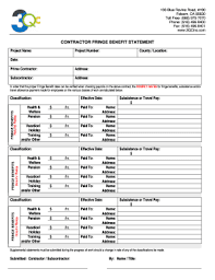 Luckily, the employee benefits statement is here to help you keep your business or organization on track. Contractor Fringe Benefit Statement Fillable Pdf Fill Online Printable Fillable Blank Pdffiller
