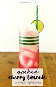 Spiked Cherry Limeade An Easy 3 Ingredient Cocktail Girl Tonic Recipe Cherry Limeade Limeade Limeade Drinks