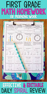First Grade Math Homework Entire Year Editable First Grade Math Math Spiral Review Spiral Math