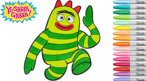 Yo gabba gabba all together toodee brobee and foofa are playing on swing. Yo Gabba Gabba Coloring Book Brobee Colouring Pages Youtube