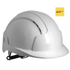 Evolite Vented Helmet Mid Peak White Conforms To En397 Evolite With Abs Lightweight Shell 6 Point Terylene Cradle Harne Safety Helmet Helmet Riding Helmets