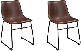 Amazon Com Signature Design By Ashley Mid Century Centiar Dining Bucket Chair Set Of 2 Black And Brown Chairs