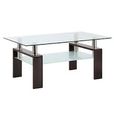 Crossed metal hairpin legs lend a spacious, mod feel to this coffee table. Amazon Com Tempered Glass Coffee Table For Living Room Furniture With 2 Tiers Size 1000x600mm Kitchen Dining