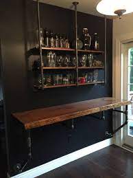Supplyhouse.com has all the fittings for less than half of the big box stores. Wood Iron Industrial Shelve Bar Top Shelve Combo Shelf Storage Beer Wine Computer Desk Sold Together Bar Finishing Basement Bar Furniture Basement Remodeling