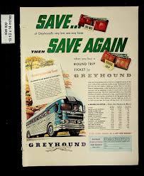 Greyhound bus tickets round trip. 1950 Greyhound Bus Line Save Again Round Trip Ticket Vintage Print Ad 13004 Ephemera Advertising Postcard Hippostcard