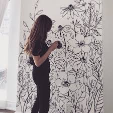 Black And White Mural Wall Karla Jodoin On Instagram Part 2 Finishing Touches If You Re Just Here For The Baby I M Sorry To Disappoint In 2020 Exterior Wall Art Flower Mural Flower Wall Art