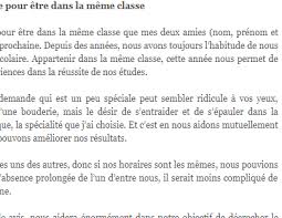 Je suis une fille (pour les erreurs de conjugaison). Lettre De Demande Pour Etre Dans La Meme Classe